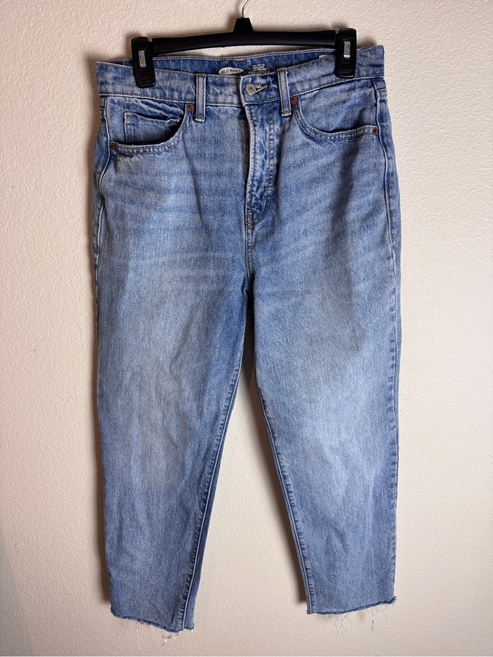 Old Navy Women’s Straight High Rise Light Wash Blue Cotton Denim 5-Pocket 10